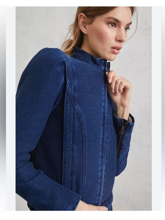 Anthropologie Jackets & Blazers - Pilcro by Anthropologie Anita Indigo Denim Crop Zip Up Jacket